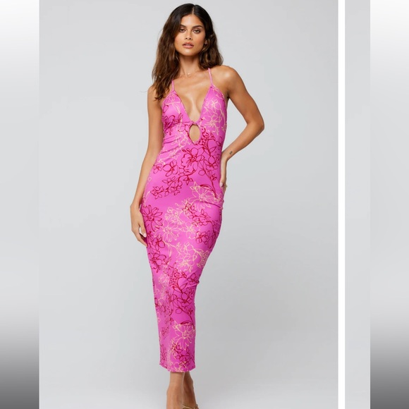 NWT RESA Sophia MIDI in Azalea Pink with floral design XS - Picture 1 of 8